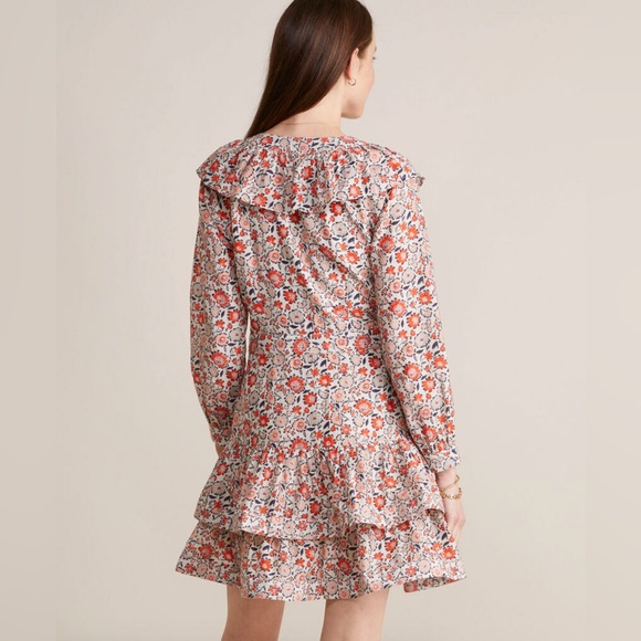 NWT Vinyard Vines Floral Ivy Ruffle Silk Cotton Dress Size 10 - Picture 7 of 14